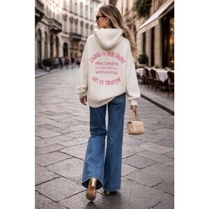 Zadig&Voltaire Anya Cow Blason Off-White Chunky Knit Zip Hoodie Art Is Truth M-L